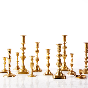 Brass candlestick rental / gold candle stick Toronto