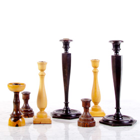 wood candlestick rental / boho decor rental