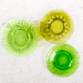 coloured glass plate green