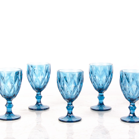 blue goblet rental water glass blue
