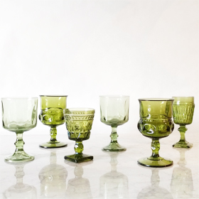 green glass vintage goblet rental toronto