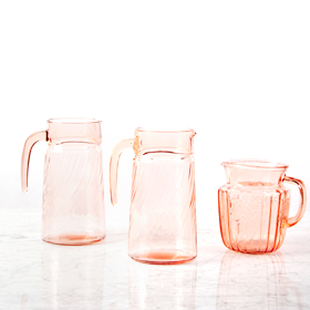 pink depression glass pitcher rental