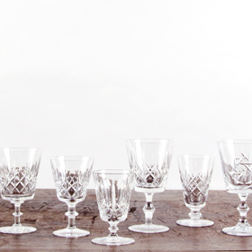 vintage goblet pinwheel crystal wine glass rental