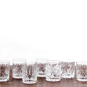 vintage crystal barware rocks glasses event rental