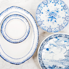 The Perfect Table - Blue White Serving Tray Rental