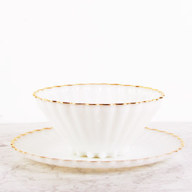 The Perfect Table - Fancy Blowl and Tray Rental Milk Glass